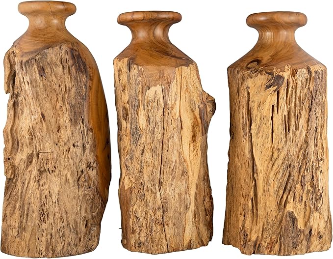 Vitex Pubescens Vahl Handcrafted Natural Wooden Vase; H(11.8”) x D(5"-6.5"); Unique Wooden Vase - Bloomnest