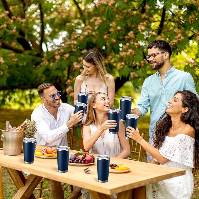 Sieral 36 Packs Stainless Steel Tumbler Bulk with Lid Vacuum Double Wall Insulated Travel Coffee Mug Powder Coated Tumbler Cup for Graduation Wedding Christmas Birthday Party(Navy Blue, 16 oz) - Bloomnest