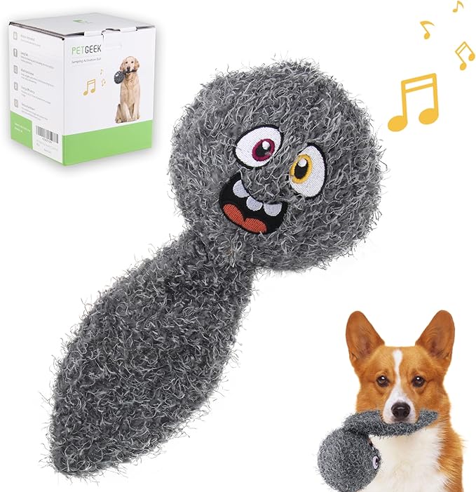 PETGEEK Interactive Dog Toys Ball - Rechargeable, Squeaky Plush Crazy Bouncer Dog Ball with Wiggles & Vibrations, Durable Moving Vibrating Toy for Small, Medium, Large Dogs (6 Inches, Gray) - Bloomnest