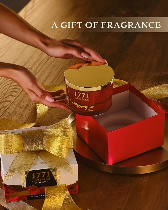 Strawberry Scented Candles - 100% Natural Soy Wax - Large 3 Wick Jar Candle - Up to 50 Hours Burning Time - Candles for Home - Gift-Ready Candle for Men & Women - Aromatherapy Candles - Bloomnest