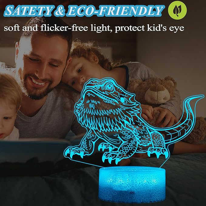 Bearded Dragon Gift, Bearded Dragons Night Light with Remote Control, 16 Colors Changing, RGB Flashing Mode, Dimmable, Great Bearded Dragon Tank Accessory and Decor - Bloomnest