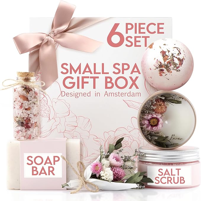 Birthday Gifts for Women – Luxury Candle Set & Bath Sets Spa Basket, Small Orchid & Jasmine Self Care Box, Valentine’s Basket for Her, Romantic Birthday Box for Mom, Wife or Friend - Bloomnest