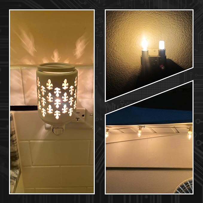 E12 LED Candelabra Base Night Light Bulb 1 Watt Equivalent 10W 15W, AC120V 150lm 2700K Warm White C7 E12 Small Bulbs for Salt Lamp Appliance Bulb Decorative String Lights, Non-dimmable, 4 Pack - Bloomnest