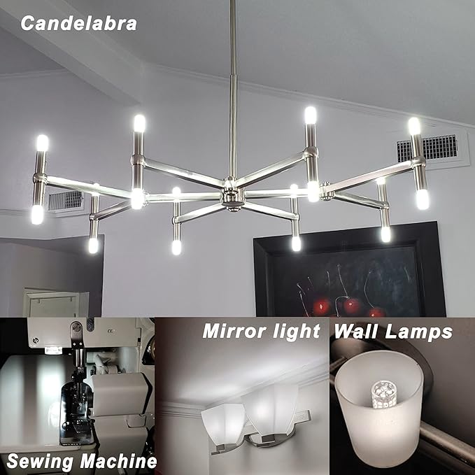 Dimmable E12 C7 5000k Daylight White Candelabra Led Light Bulbs 4W, E12 Kx-2000 25W-40W Halogen Equivalent, T6 Small Base 120V E12 Led Bulbs for Ceiling Fan Light Salt Lamp,450 lm(5Pack) - Bloomnest