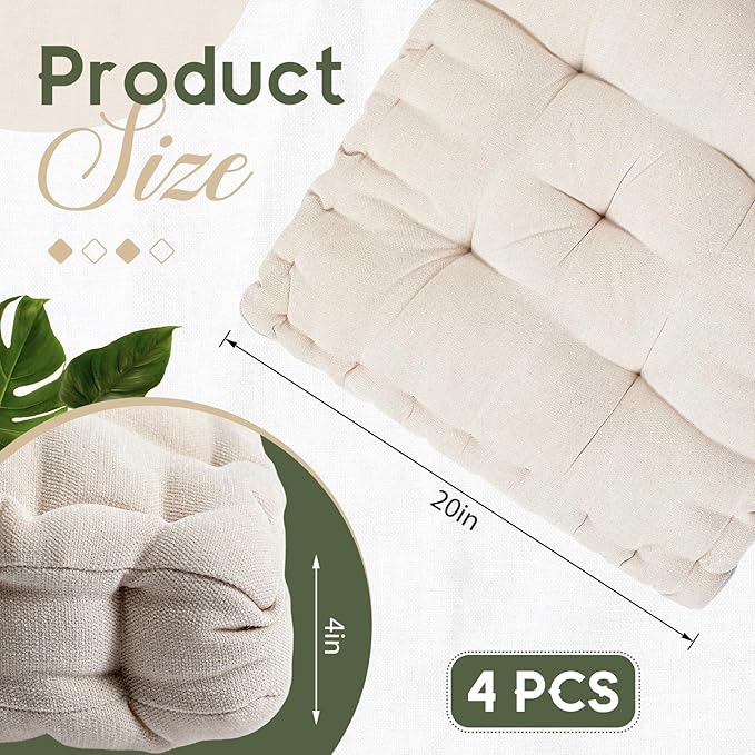 Jerify Floor Pillow Cushions 22 x 22 Inch Round Square Large Meditation Floor Pillow for Classroom Adult Meditation Picnic Party Cushion for Seating Gift Christmas(Ivory White) - Bloomnest