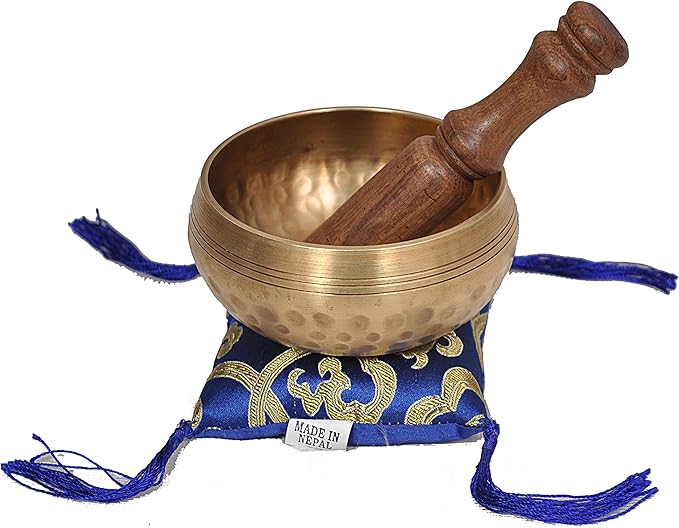 Nepalese Hand Hammered Tibetan Meditation Yoga Singing Bowl Set - with Traditional Design Fridge Magnet Dharma+Store