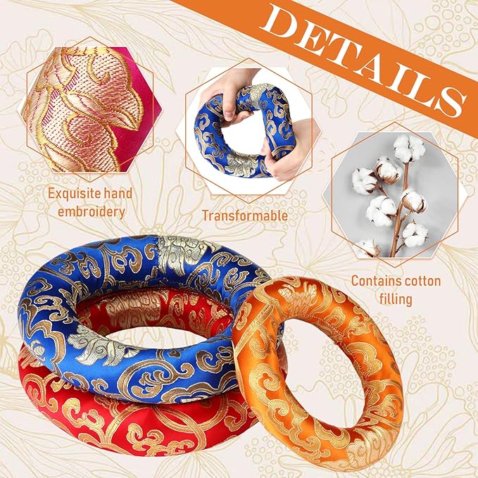 Barydat 7 Pieces Silk Singing Bowl Cushion Set O Ring Cushion Pillow Pad for 6-12 Inch Tibetan Crystal Sound Bowl,7 Sizes - Bloomnest