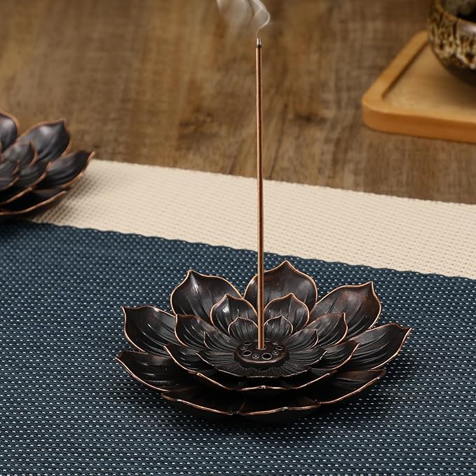 2 Pcs Lotus Incense Holder Lotus Incense Stick Holder Burner for Home Fragrance Yoga Sauna SPA Vintage Flower Shaped Multihole Holders for Stick 3.5× 3.5 Inches Women Festival Gifts - Bloomnest
