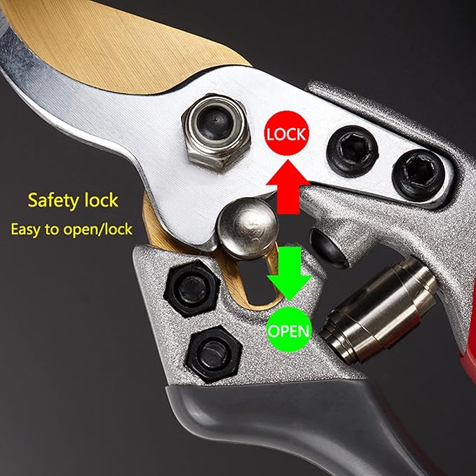 Garden Shears, Japanese labor-saving Garden Scissors, Pruning Shears and Garden Secateurs for Woman and arthritis weak, Professional Branch scissors(Red-grey) - Bloomnest