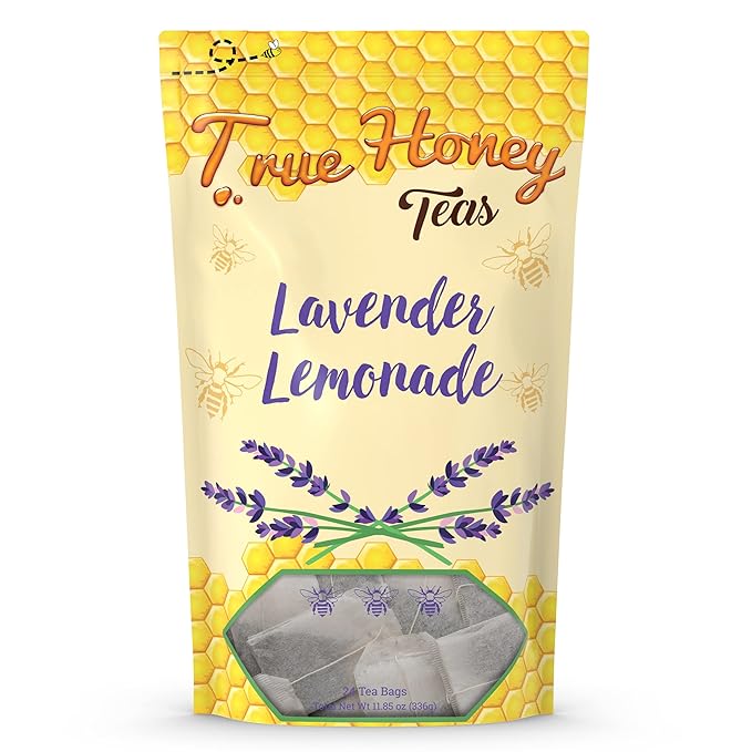 True Honey Lavender Lemonade Tea Bags - Tranquil Tea for Sleep, Stress Relief and Calm - All Natural Organic Lemon Myrtle Herbal Caffeine-Free Blended with Honey Crystals - 24 Count - Bloomnest