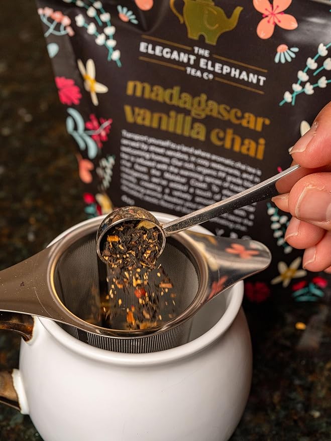 Madagascar Vanilla Chai Tea, Organic Loose Leaf Chai Tea – Black Tea with Chai Spice Blend – Great Hot or Iced Chai Latte – 8 oz Resealable Bag (Makes 100 Cups) – The Elegant Elephant - Bloomnest