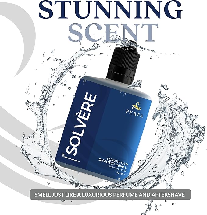 Solvère Car Air Freshener Refill (50ml) | Long Lasting Car Perfume with Solvère Fragrance | Strong Automotive Air Freshener by Perfa - Bloomnest