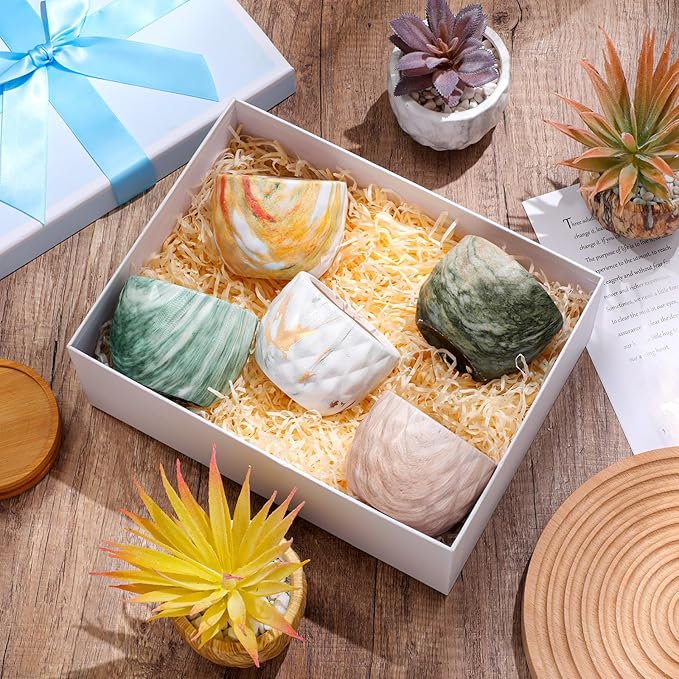 Marbling Ceramic Flower Pot 3.35 Inch Succulent Small Plant Cactus Herbs Planter Ceramic Pot with Drainage Hole Matte Round Container(12 Pcs,Simple Style) - Bloomnest