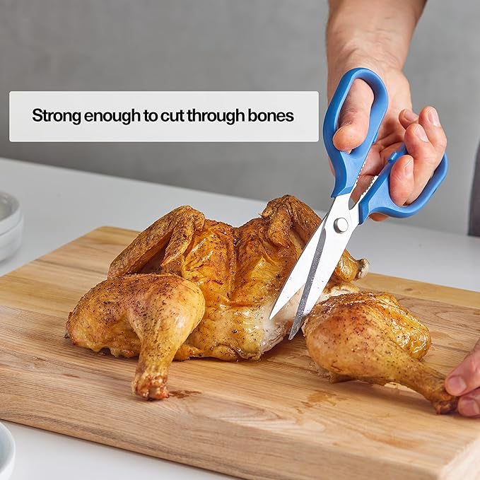 Misen Heavy Duty Kitchen Shears - Stainless Steel, Versatile and Easy Clean Scissors for Meat, Herbs and Veggies - Ambidextrous Comfort Handle - Professional Grade - Blue - Bloomnest