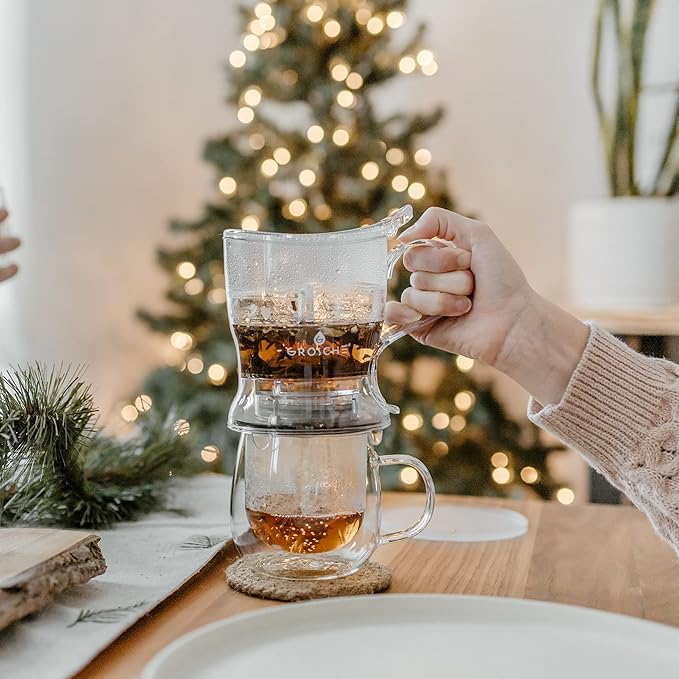 GROSCHE Aberdeen Tea Infuser Teapot & Smart Tea Maker - BPA-Free, Drip-Free Design | Coaster | Easy Brew | Easy Clean Steeper (17.7 oz - 525 ml) - Bloomnest