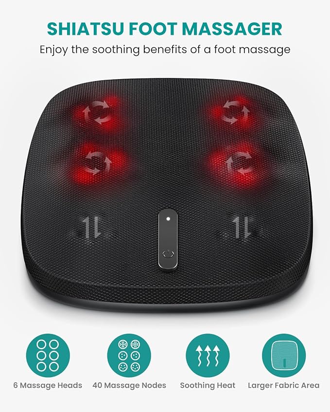 Shiatsu Foot Massager with Heat, Nekteck Electric Kneading Feet Massage Machine for Circulation and Neuropathy Plantar Fasciitis Pain Relief, Home Office Use, Gifts for Women Men Mom Dad Birthday Gift - Bloomnest