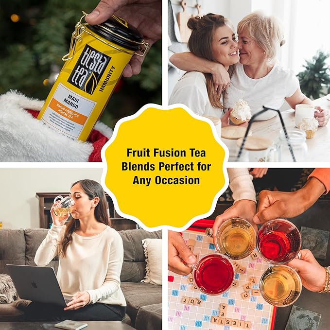 Tiesta Tea Maui Mango, Loose Leaf, Mango Pineapple Herbal Tea, Premium Non-Caffeinated Fruit Blend, Makes Hot or Iced & Brews Up to 50 Cups, 5.5 Ounce Refillable Tin - Bloomnest