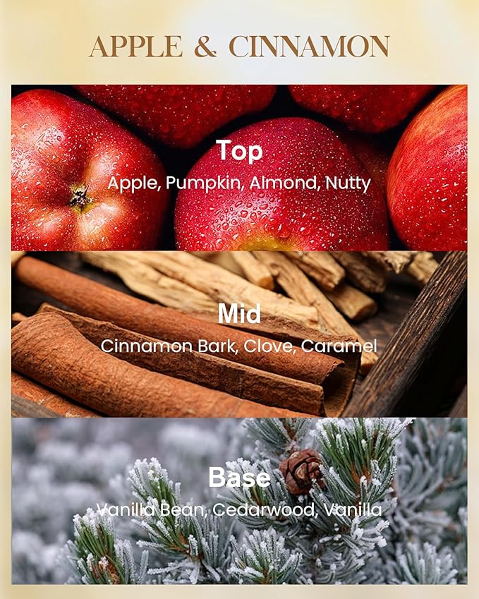 M&SENSE Apple Cinnamon Scented Candle 35oz 150H Burn Time Long Lasting, 3-Wick Natural Aromatherapy Candle Highly Scented, Home Fragrance Thanksgiving Christmas Gifts - Bloomnest