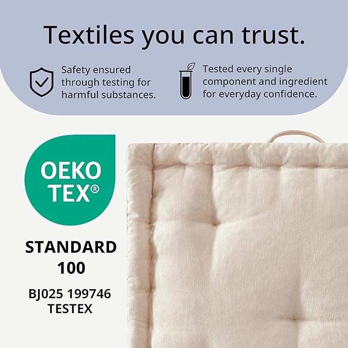 Intelligent Design Azza Large Cushion/Pouf, 24" W x 24" L x 5" H, Square Ivory with Handle