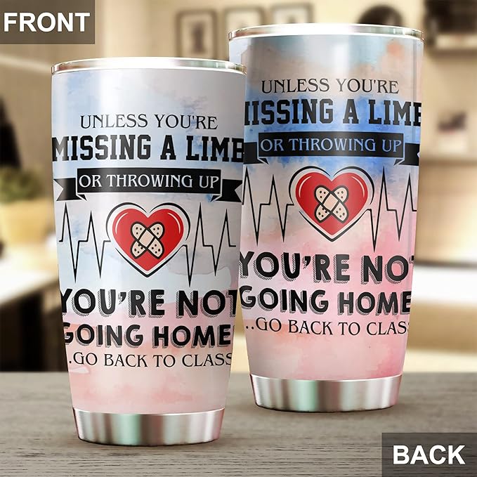 School Nurse Tumbler Stainless Steel 20oz, Funny School Nurse Appreciation Gifts Bulk For Birthday Christmas, School Nurses Day Gifts For Women Men, School Nurse Coffee Cup - Bloomnest