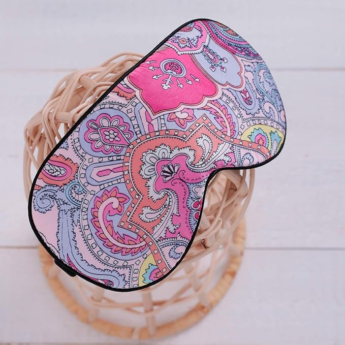 Maxfeel 100% Pure Silk Eye Mask - Sleep Eye Cover in Printed Colors (#12) - Bloomnest