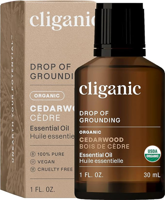 Cliganic Organic Cedarwood Essential Oil - 100% Pure Natural Undiluted, for Aromatherapy Diffuser | Non-GMO Verified (Packaging May Vary) Cliganic