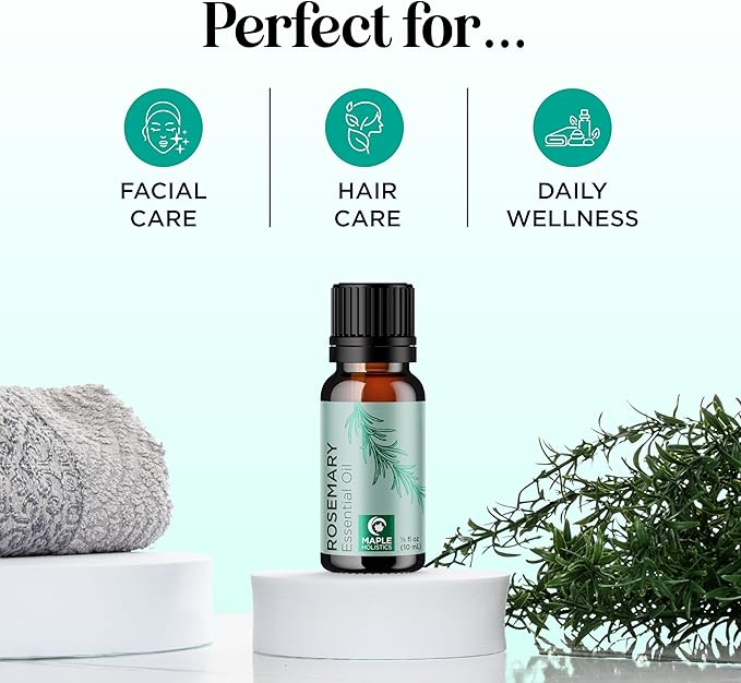 Pure Rosemary Essential Oil for Aromatherapy - Undiluted Rosemary Oil for Hair Skin and Nails - Rosemary Essential Oil for Diffusers Plus Hair Oil for Enhanced Shine Cleansing and Dry Scalp Treatment - Bloomnest