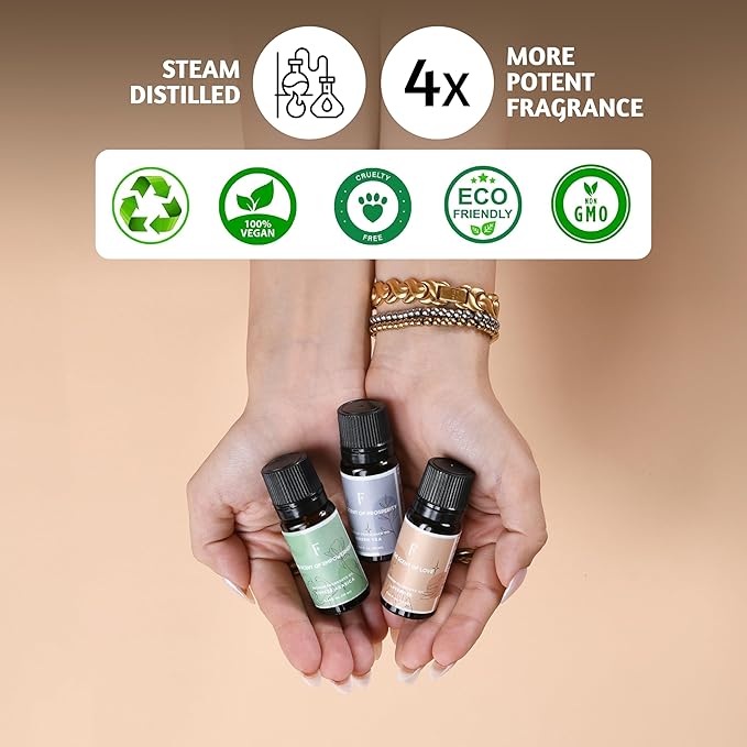 Folkulture Essential Oils for Diffuser for Home | Set of 6 Essential Oil Set | Essential Oil for Candle Making | Essential Oils for Soap Making - Frankincense, Lavender Oils for Relaxation - Bloomnest