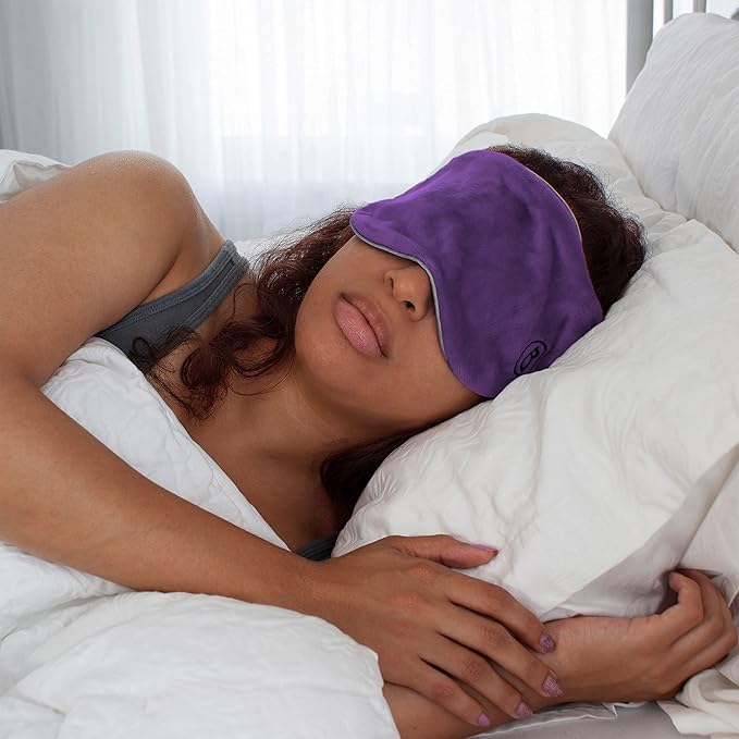 BARMY Weighted Sleep Mask for Women and Men (0.8lb/13oz) Weighted Eye Mask for Sleeping, Eye Cover Blocks Light Helps Relaxation and Night Sleep, Comfortable Blackout Sleeping Mask, Purple - Bloomnest