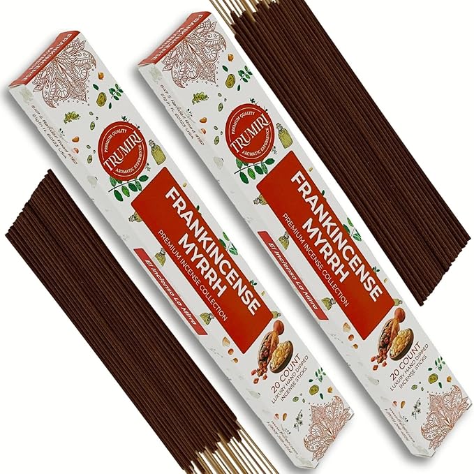 Frankincense and Myrrh Incense Sticks - Total 40 Insence-Sticks - Dual Pack of 20 Insense - Inciensos - Inscents - Natural Non Toxic Ingredients - Incents - Incence - Inscense - Insents TRUMIRI