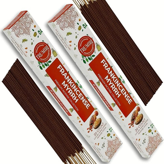 Frankincense and Myrrh Incense Sticks - Total 40 Insence-Sticks - Dual Pack of 20 Insense - Inciensos - Inscents - Natural Non Toxic Ingredients - Incents - Incence - Inscense - Insents TRUMIRI