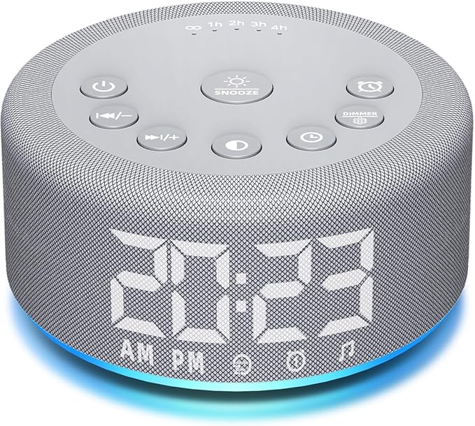 【3 in 1】 Sound Machine Alarm Clock Night Light White Noise Machine with 27 Sleeping Sounds for Baby Kids Adults 32 Level Volume Auto Off Timer Memory Function Digital Clock with 30 Wake Up Sounds - Bloomnest