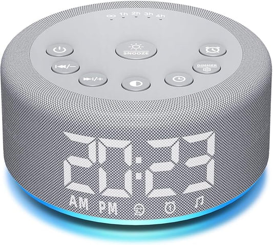 【3 in 1】 Sound Machine Alarm Clock Night Light White Noise Machine with 27 Sleeping Sounds for Baby Kids Adults 32 Level Volume Auto Off Timer Memory Function Digital Clock with 30 Wake Up Sounds - Bloomnest