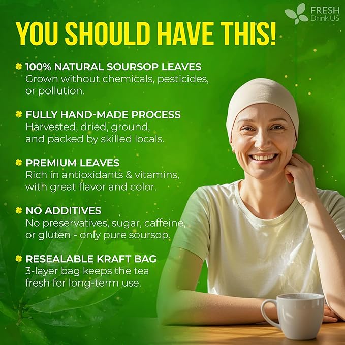 FreshDrinkUS, Premium 8oz Soursop Dried Leaves Loose Leaf Tea – 100% Pure Annona Muricata Leaves, Naturally Dried, Caffeine-Free Herbal Tea for Daily Enjoyment. Sugar-Free. Vegan - Bloomnest