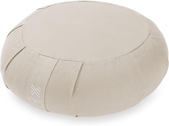 Zafu Meditation Cushion, 15" Round Buckwheat Yoga Pillow with Organic Cotton Cover - Bloomnest