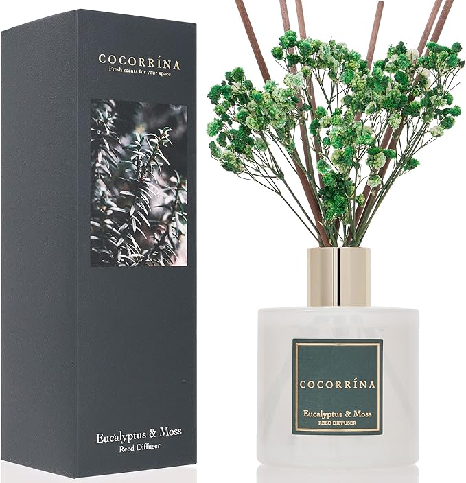 Cocorrína Reed Diffuser Sets- Eucalyptus & Moss Scented Diffuser with Sticks Home Fragrance Reed Diffuser for Bathroom Shelf Decor - Bloomnest