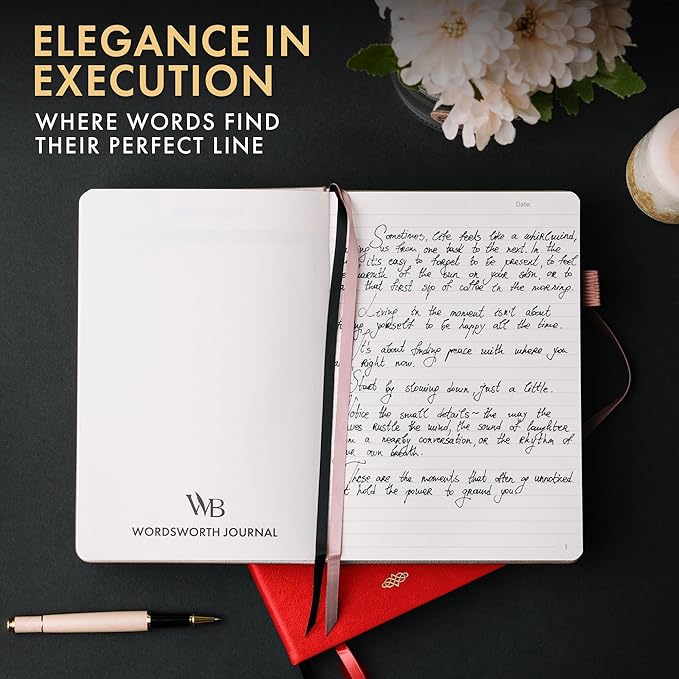 Wordsworth & Black A5 Lined Journal 216 Lined Pages, Hardcover Leather, 120 GSM Paper, Journaling Notebook for Work & Sketching, Journals for Women, Men - Gifts Box Included Red - Bloomnest