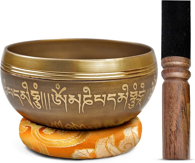 Tibetan Singing Bowl Set Brass - Master Healing Grade - Authentic Handcrafted Sound Bowl by Himalayan Bazaar