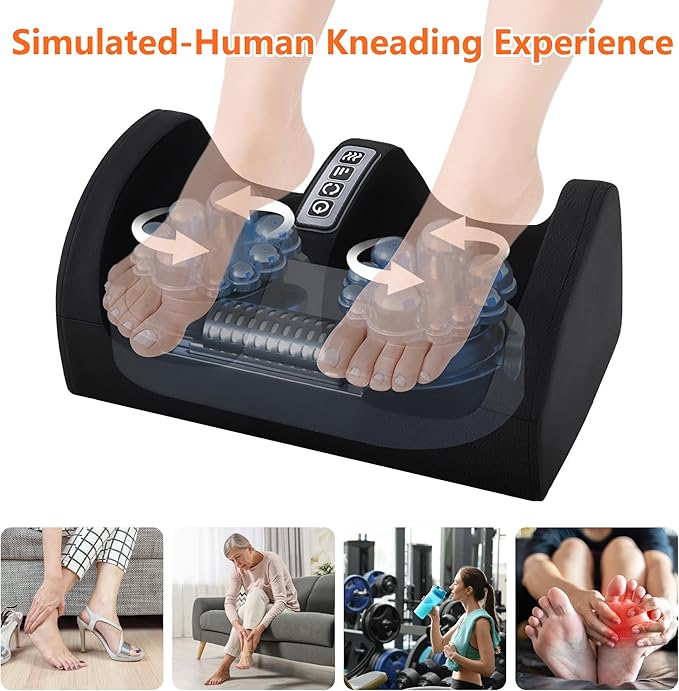 Shiatsu Foot Massager with Heat,Foot and Calf Massager with Roller, Deep Massage for Relaxation, Plantar Fasciitis Relief, Promotes Blood Circulation, Gifts for Women & Men(Black) - Bloomnest