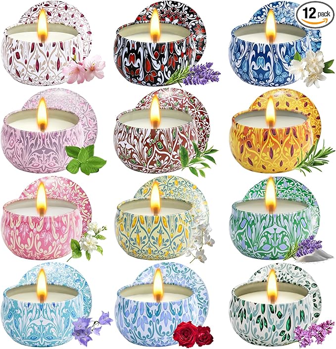 12 Pack Scented Candles Gifts for Women, Natural Soy Candles for Home Scented, Aromatherapy Candle Christmas Gifts Sets for Women, Sister, Friends, Colleague - Bloomnest