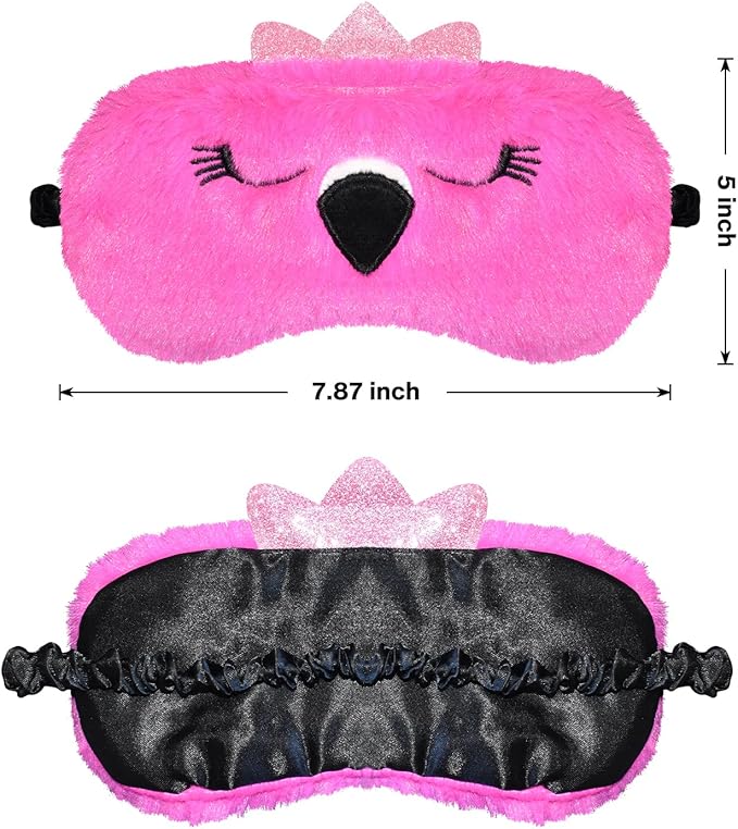 Funny Flamingo Sleeping Mask Eye Mask Cute Animal Sleep Mask Soft Plush Blindfold Travel Eye Cover Eyeshade for Kids Adults Girls Boys Women Men (Flamingo, Hot Pink) - Bloomnest