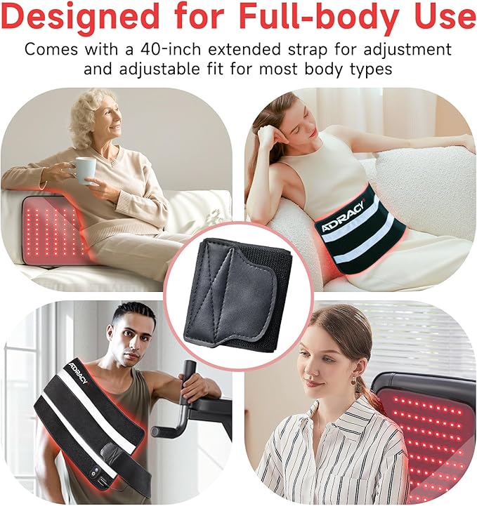 2026 Upgraded Red Light Therapy Pad for Body,Red Light Therapy Belt with Timer, 24" x 12" Near Light Mat 660nm&850nm Infrared Light Therapy Wrap for Shoulder Muscle Back Pain(Black) ADRACY