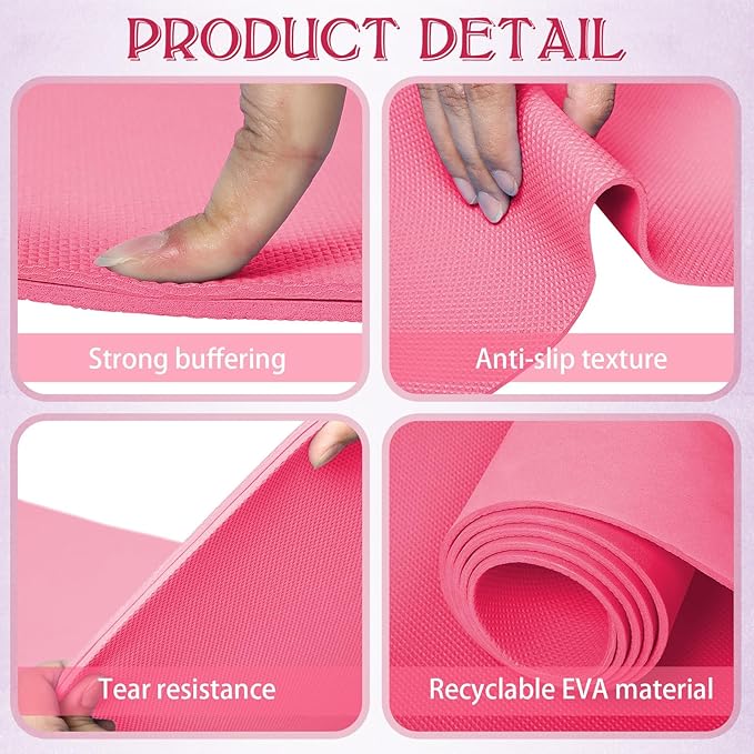 10 Pack Yoga Mats Bulk, 68'' x 24'' x 4mm Thick Yoga Mats for Kids and Adult Gym Mats Bundle Latex Free Exercise Mats with Non Slip Texture for Outdoor Yoga, Pilates or Workout - Bloomnest