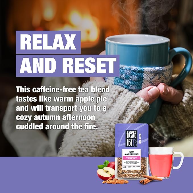 Tiesta Tea - Nutty Almond Cream, Premium Loose Leaf, Cinnamon Almond Herbal Tea Blend, Non-Caffeinated, Make Hot or Iced & Brews Up to 25 Cups, 2.1 Ounce Resealable Pouch - Bloomnest