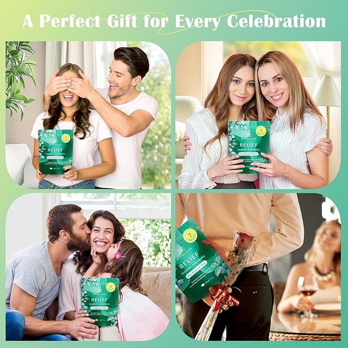 Eucalyptus Mint Shower Steamers 7 Pack - Eucalyptus for Shower, Valentines Day Gifts & Relaxation Spa Gifts for Women & Men, Natural Essential Oil Bombs for Self Care