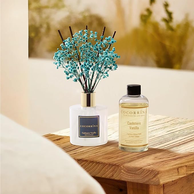 COCORRÍNA Reed Diffuser - Cashmere Vanilla 6.7 fl oz Reed Diffuser for Bedroom Bathroom Home Décor - Bloomnest