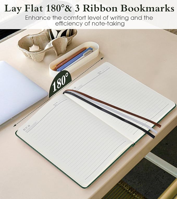 Lined Journal Notebook for Women Men, 160 Pages, A5 Hardcover Vintage Leather Journaling Notebooks for Work, School, Note Taking, Travel, Bible Study, Daily Diary for Writing 5.8"x8.5" (Green) - Bloomnest