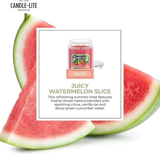 Candle-lite Scented Candles, Juicy Watermelon Slice, 18 oz Jar, Proudly Poured in The USA, Aromatherapy Candle, Single-Wick with 110 Hours of Burn Time, Perfect for Creating a Refreshing Ambiance - Bloomnest