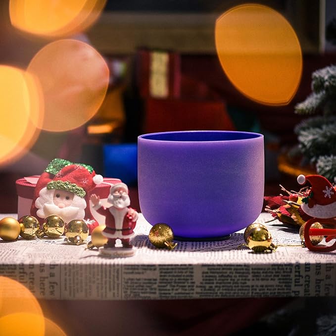 TOPFUND Violet A# Note Crystal Singing Bowl Pineal Chakra 8 inch with Heavy Duty Carrying Case and Suede Mallet