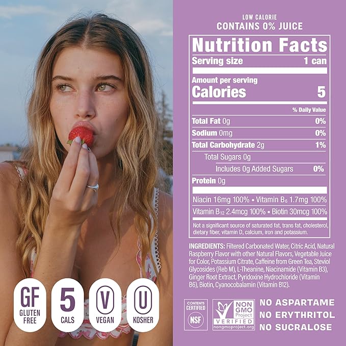 GORGIE Sugar Free Natural Energy Drinks, Wild Berry (12 Pack) - Healthy Energy Drinks - Natural Coffee Replacement with Green Tea Caffeine and Biotin - 150mg Caffeine, Vegan, & Low Calorie - Bloomnest